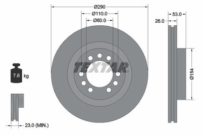 Brake Disc TEXTAR 93127200
