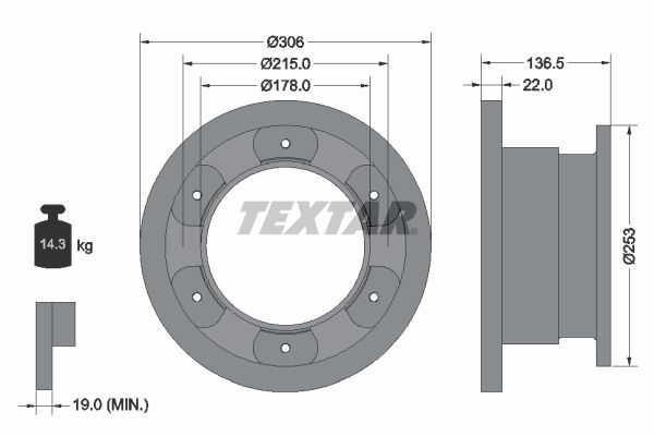 TEXTAR 93127300 Brake Disc