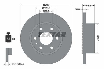 Brake Disc TEXTAR 93177500