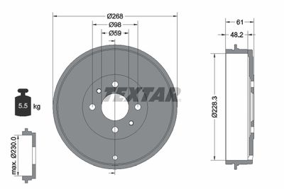 Brake Drum TEXTAR 94014000