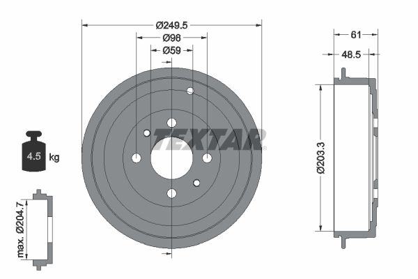 TEXTAR 94019900 Brake Drum