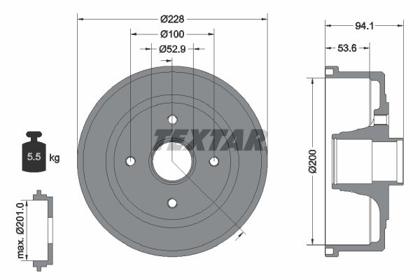 TEXTAR 94024200 Brake Drum