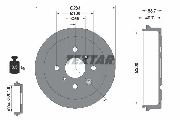 TEXTAR 94026500 Brake Drum