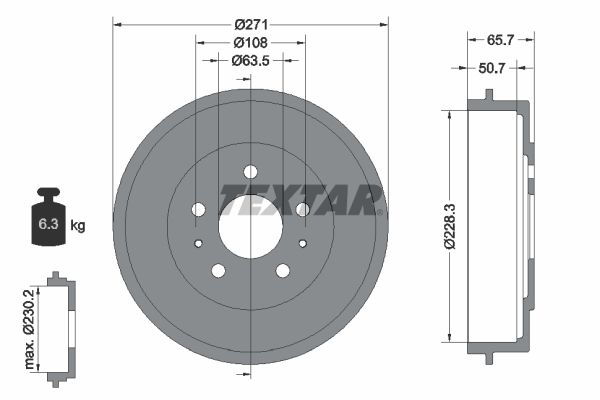 TEXTAR 94027400 Brake Drum