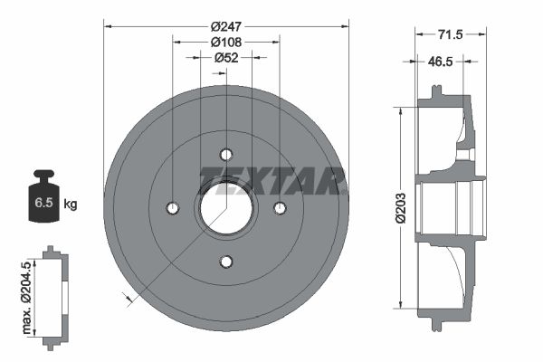 TEXTAR 94028200 Brake Drum