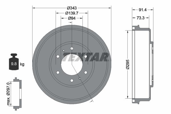 TEXTAR 94035300 Brake Drum