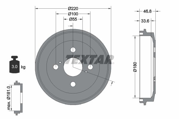 TEXTAR 94036400 Brake Drum
