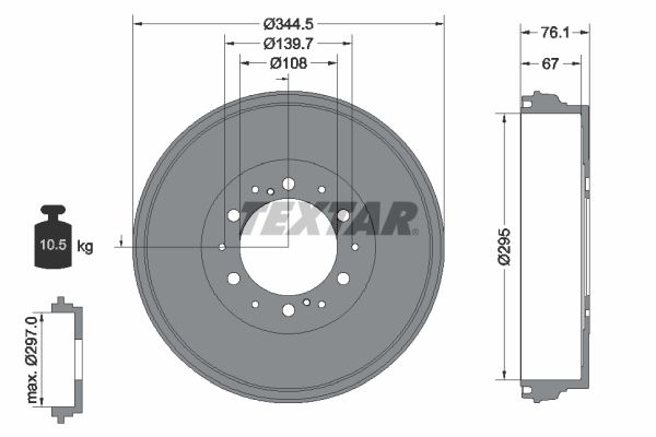 TEXTAR 94038800 Brake Drum