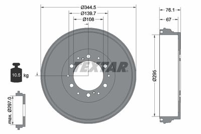 Brake Drum TEXTAR 94038800