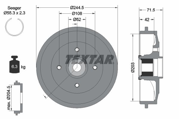 TEXTAR 94041200 Brake Drum