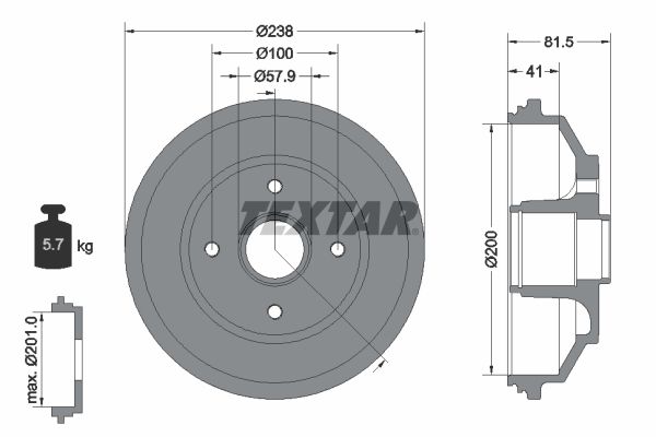 TEXTAR 94043000 Brake Drum