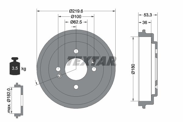 TEXTAR 94044400 Brake Drum