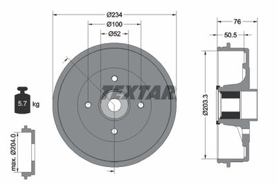 Brake Drum TEXTAR 94045000