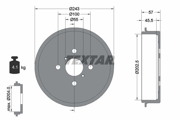 TEXTAR 94045200 Brake Drum