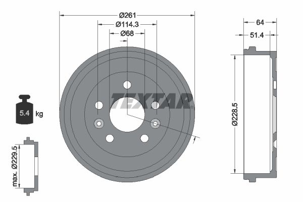 TEXTAR 94045500 Brake Drum