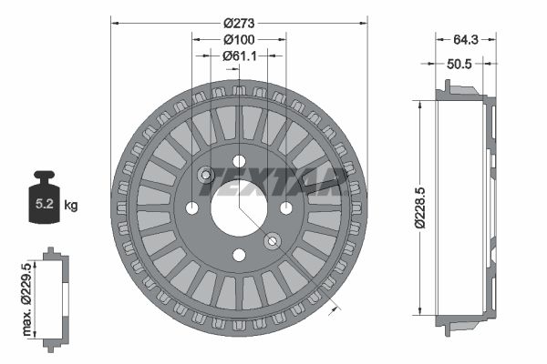 TEXTAR 94046100 Brake Drum