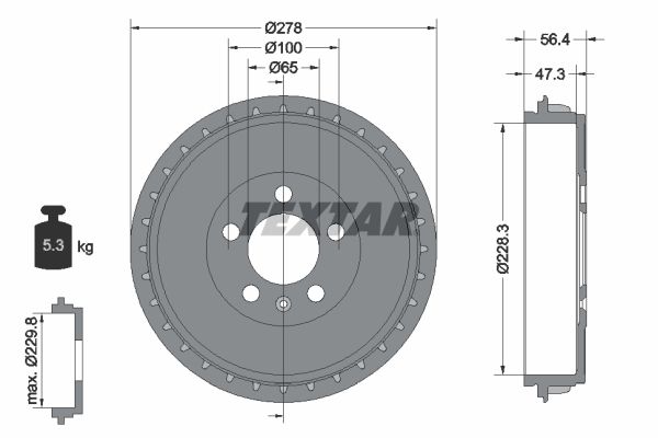 TEXTAR 94046300 Brake Drum