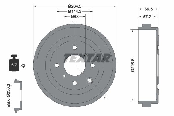 TEXTAR 94046400 Brake Drum