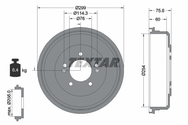 TEXTAR 94047200 Brake Drum