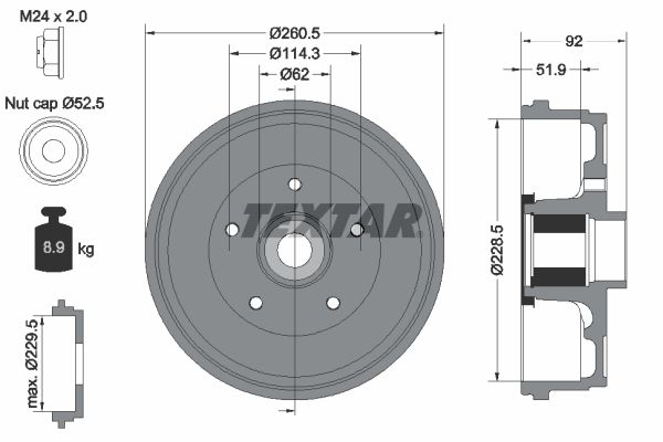 TEXTAR 94047500 Brake Drum