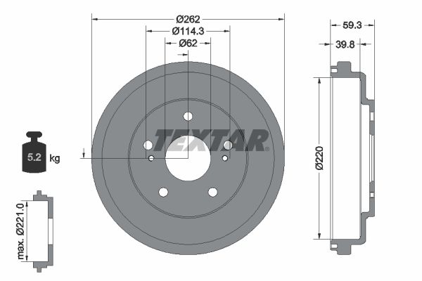 TEXTAR 94047700 Brake Drum