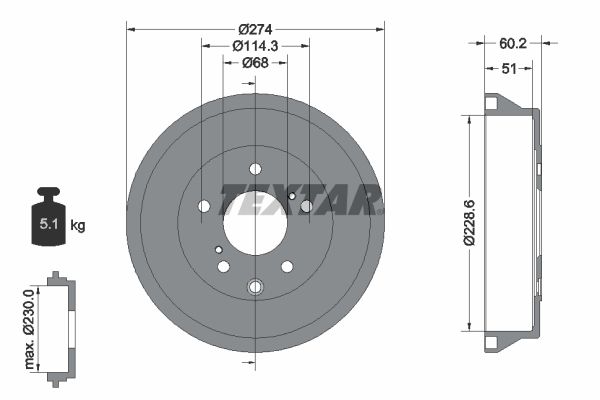 TEXTAR 94047800 Brake Drum
