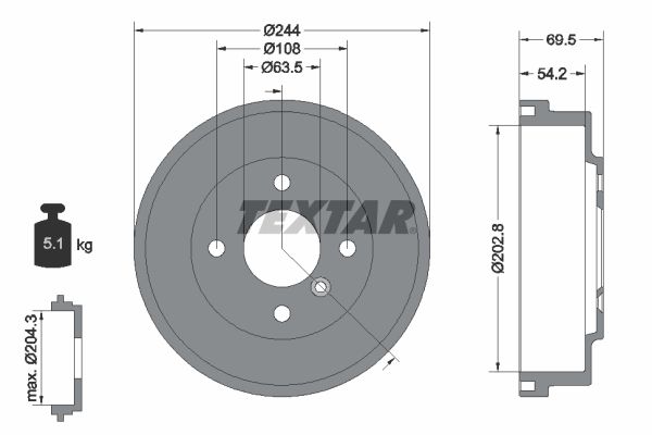 TEXTAR 94048000 Brake Drum