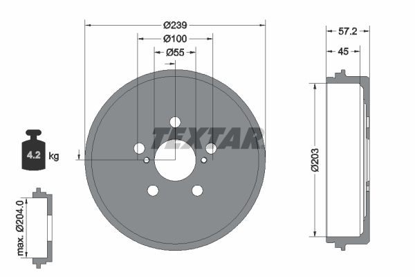 TEXTAR 94049100 Brake Drum