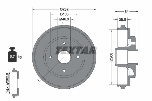 TEXTAR 94049400 Brake Drum