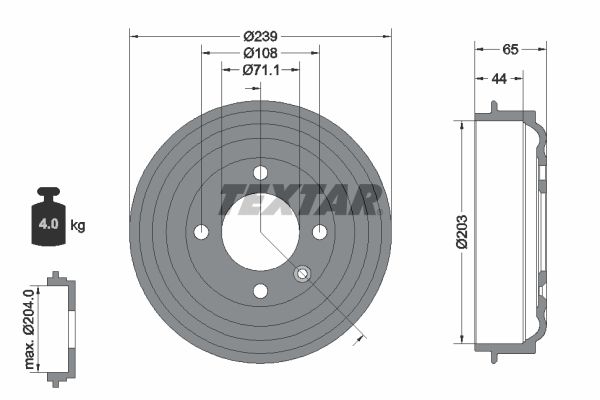 TEXTAR 94049500 Brake Drum