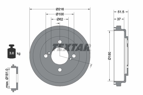 TEXTAR 94049600 Brake Drum