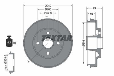Brake Drum TEXTAR 94049800