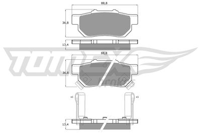 Brake Pad Set, disc brake TOMEX Brakes TX 10-99