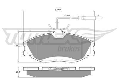 Brake Pad Set, disc brake TOMEX Brakes TX 11-62