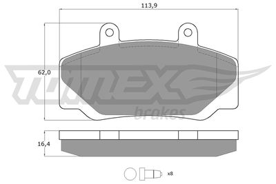 Brake Pad Set, disc brake TOMEX Brakes TX 11-67