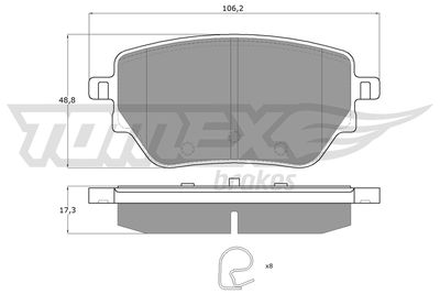 Brake Pad Set, disc brake TOMEX Brakes TX 12-08