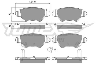 Brake Pad Set, disc brake TOMEX Brakes TX 12-14