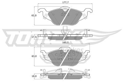 Brake Pad Set, disc brake TOMEX Brakes TX 12-21