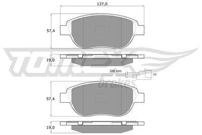Brake Pad Set, disc brake TOMEX Brakes TX 12-49