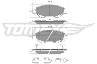 Brake Pad Set, disc brake TOMEX Brakes TX 12-501
