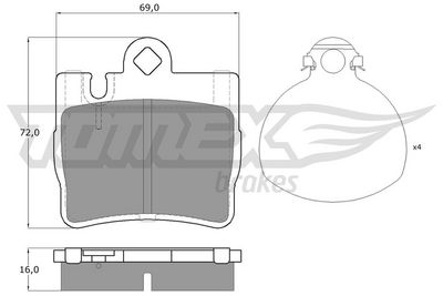Brake Pad Set, disc brake TOMEX Brakes TX 12-87
