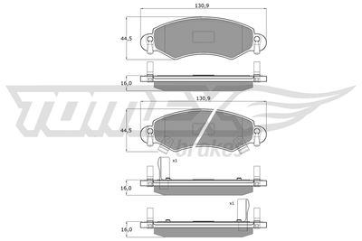 Brake Pad Set, disc brake TOMEX Brakes TX 12-96