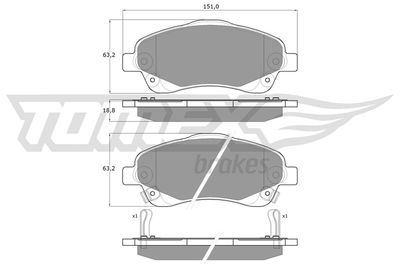 Brake Pad Set, disc brake TOMEX Brakes TX 13-61