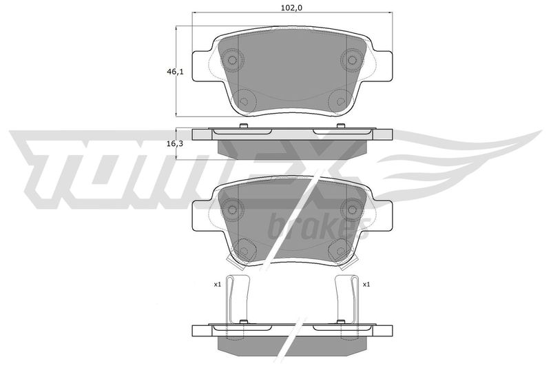 TOMEX Brakes TX 13-62 Brake Pad Set, disc brake