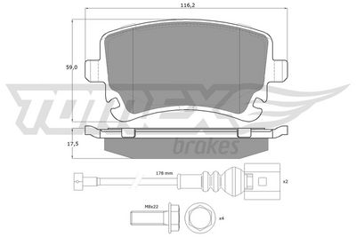 Brake Pad Set, disc brake TOMEX Brakes TX 13-96