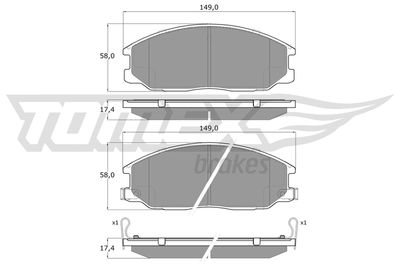 Brake Pad Set, disc brake TOMEX Brakes TX 14-54