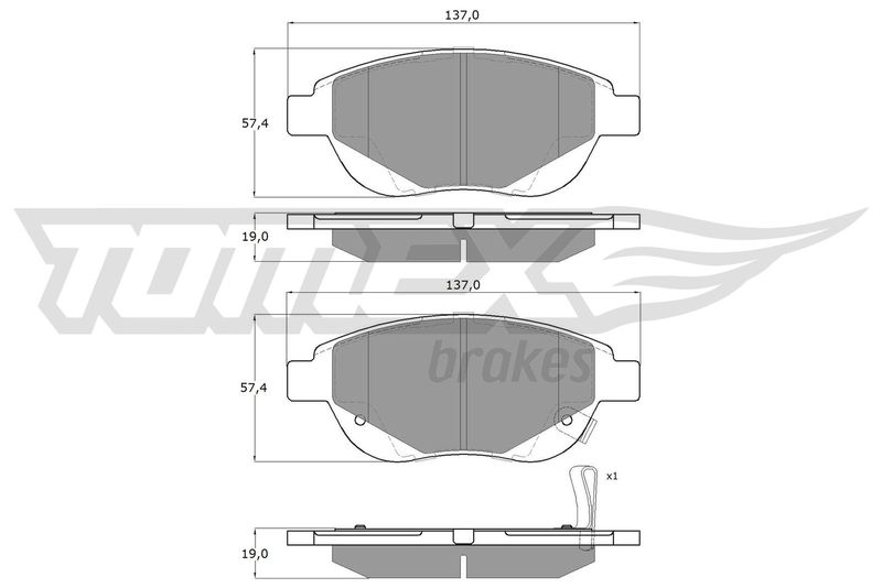 TOMEX Brakes TX 14-86 Brake Pad Set, disc brake