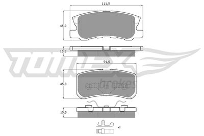 Brake Pad Set, disc brake TOMEX Brakes TX 15-04