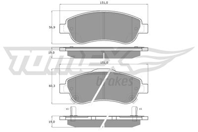 Brake Pad Set, disc brake TOMEX Brakes TX 15-70