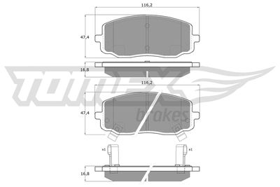 Brake Pad Set, disc brake TOMEX Brakes TX 15-74